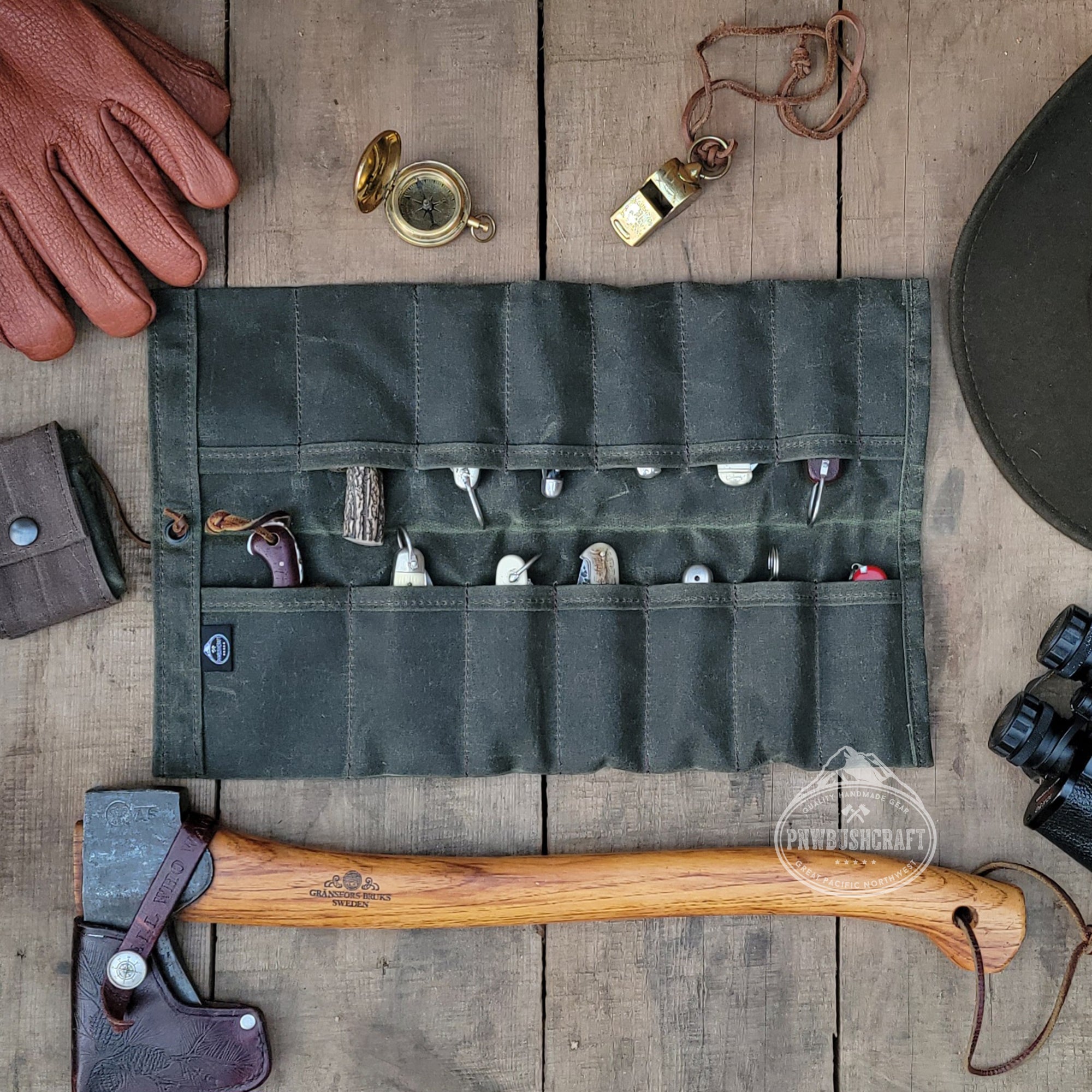  Campcraft Outdoors Bushcraft Tool Roll, Waxed Canvas