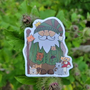 Chester the Cat Herding Adventure Gnome Vinyl Sticker Free Shipping