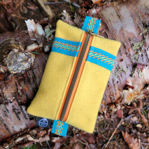 PNWBUSHCRAFT Vintage Yellow Wool Zipper Pouch