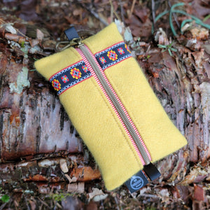 PNWBUSHCRAFT Yellow Vintage Wool Zipper Pouch