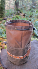Cedar Bucket Bag with Vintage Brown Trim on Outside Pockets