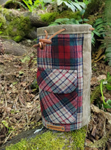 wool and waxed canvas bucket bag