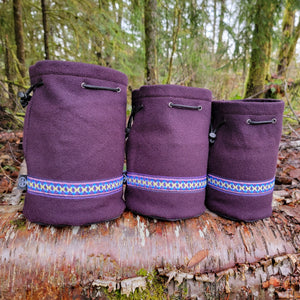 PNWBUSHCRAFT Plum Wool & Waxed Canvas Bucket Bag Set of Three