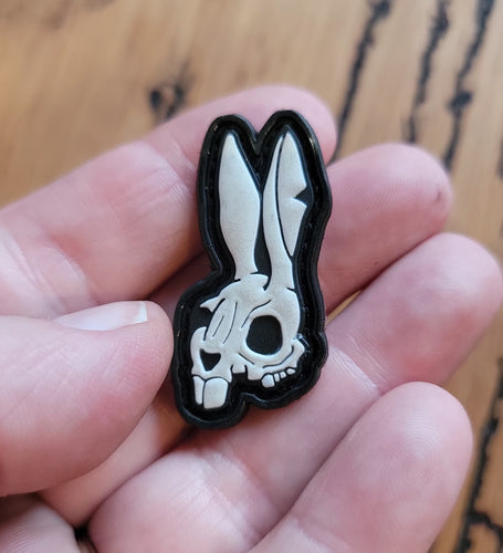 Death Bunny Glow in the Dark PVC Patch with Hook Backing FREE U.S Shipping