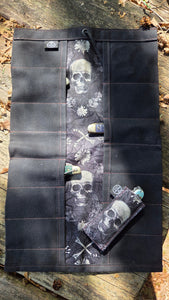 Black Maple Waxed Canvas Pocketknife Roll Up with Skull Lining and Slip