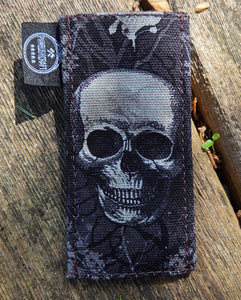 Black Maple Waxed Canvas Pocketknife Roll Up with Skull Lining and Slip