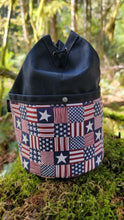 Navy Waxed Canvas Cedar Bucket Bag with Outside Pocket Patriotic
