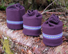 PNWBUSHCRAFT Plum Wool & Waxed Canvas Bucket Bag Set of Three