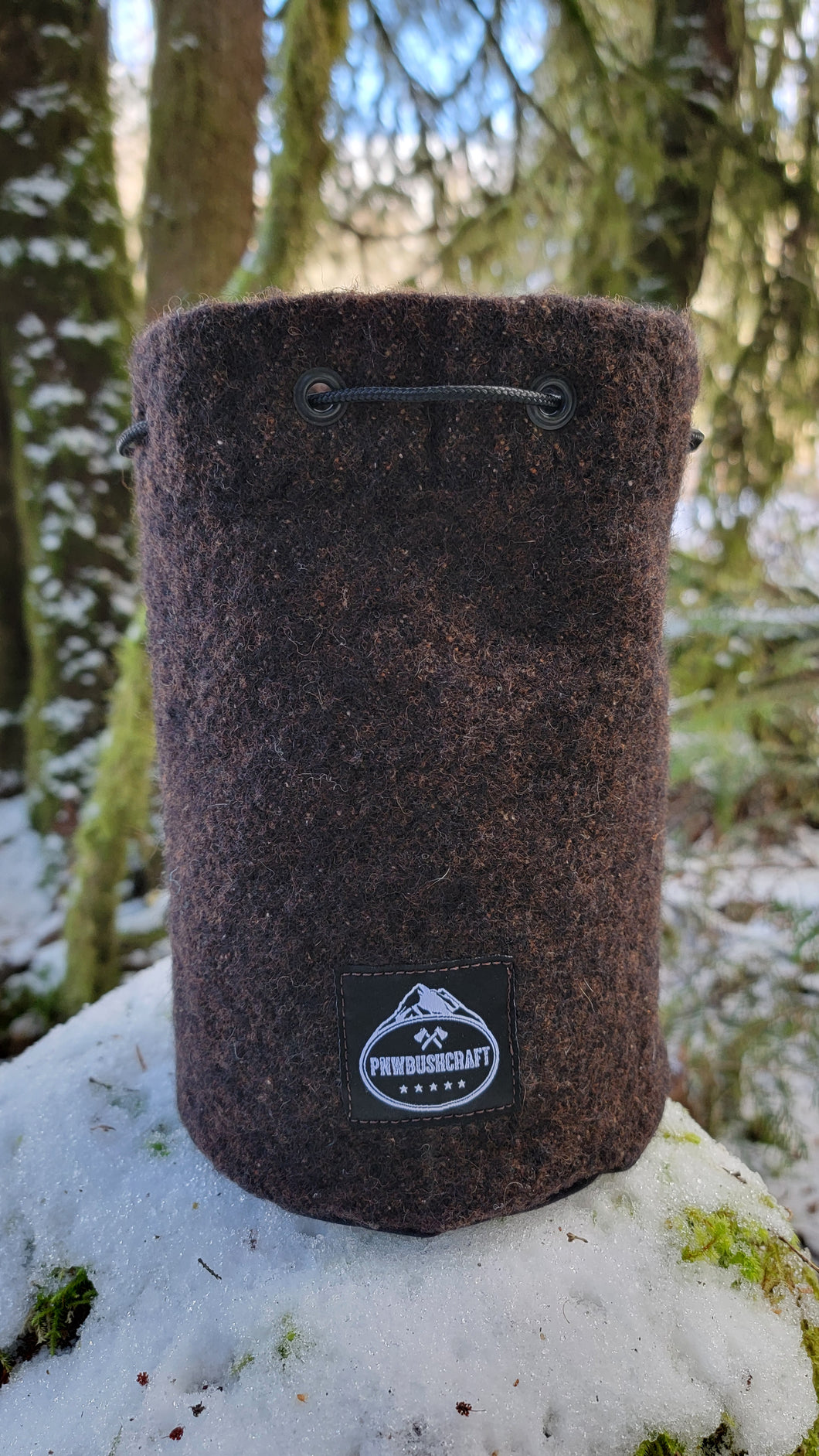 PNWBUSHCRAFT Wool & Waxed Canvas Bucket Bag Brown