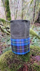 Cedar Bucket Bag with Vintage Plaid Wool Wrapped Pockets