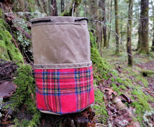 Cedar Bucket Bag with Vintage Plaid Wool Wrapped Pockets