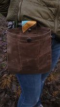 Retro Waxed Canvas Brown,Yellow, Turquoise Foraging Pouch , Hip Bag