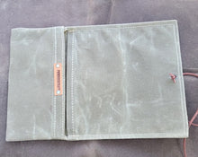 Tan Waxed Canvas Roll Up Pouches with Vintage Wool Lining