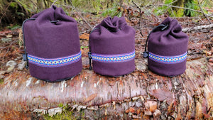 PNWBUSHCRAFT Plum Wool & Waxed Canvas Bucket Bag Set of Three