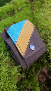 Retro Waxed Canvas Brown,Yellow, Turquoise Foraging Pouch , Hip Bag