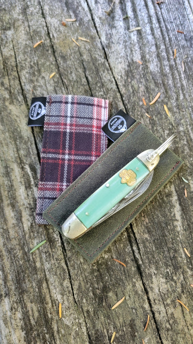 Tiny Pocketknife Bag Slip in Waxed Canvas and Leather